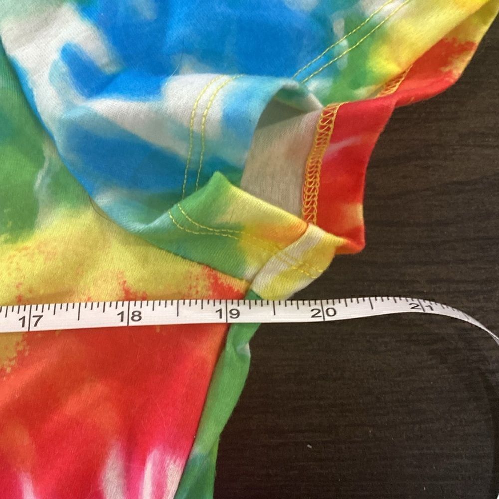 Shein tie dye cropped short sleeve shirt graphic happy XL - Picture 6 of 7